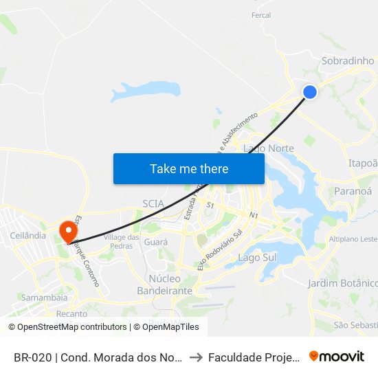 Br-020 | Cond. Morada Dos Nobres to Faculdade Projeção map