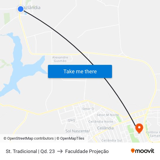 St. Tradicional | Qd. 23 to Faculdade Projeção map