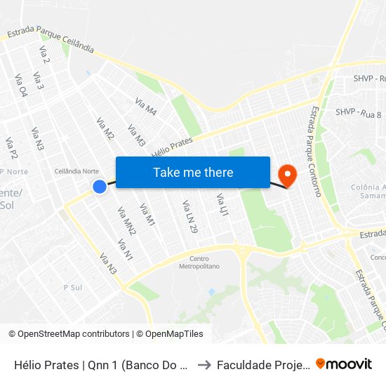 Hélio Prates | Qnn 1 (Banco Do Brasil) to Faculdade Projeção map