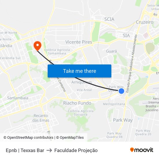 Epnb | Texxas Bar to Faculdade Projeção map