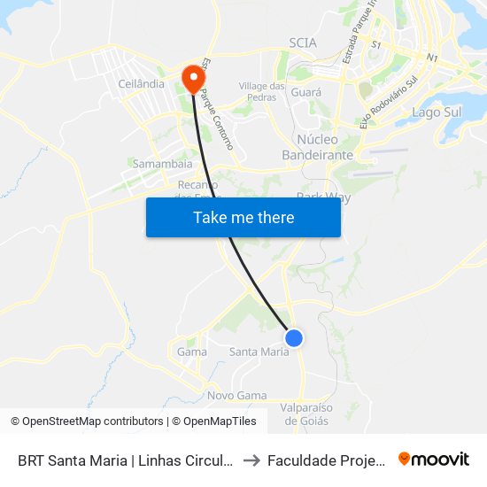 BRT Santa Maria | Linhas Circulares to Faculdade Projeção map