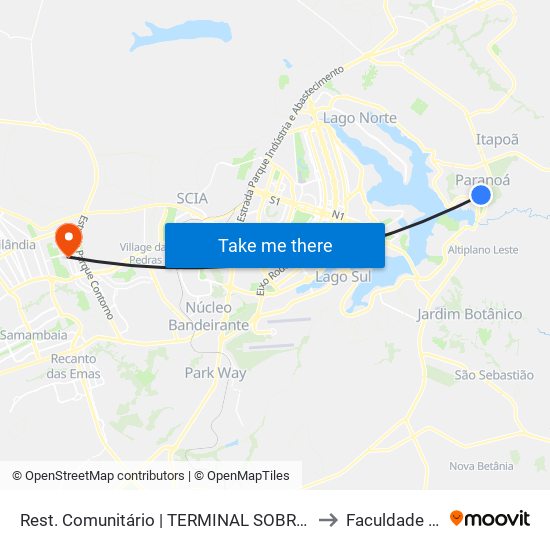 Rest. Comunitário | TERMINAL SOBRADINHO / PLANALTINA to Faculdade Projeção map