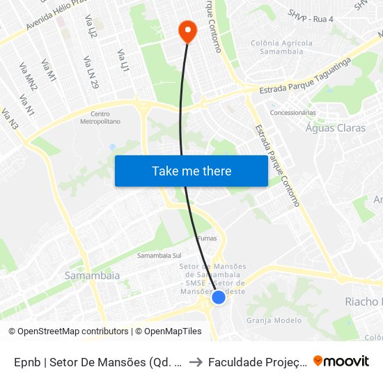 Epnb | Setor De Mansões (Qd. 17) to Faculdade Projeção map
