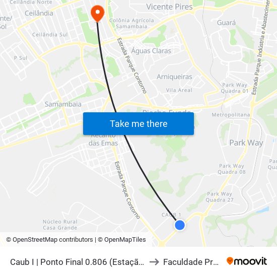 Caub I | Ponto Final 0.806 (Estação Brt Caub) to Faculdade Projeção map