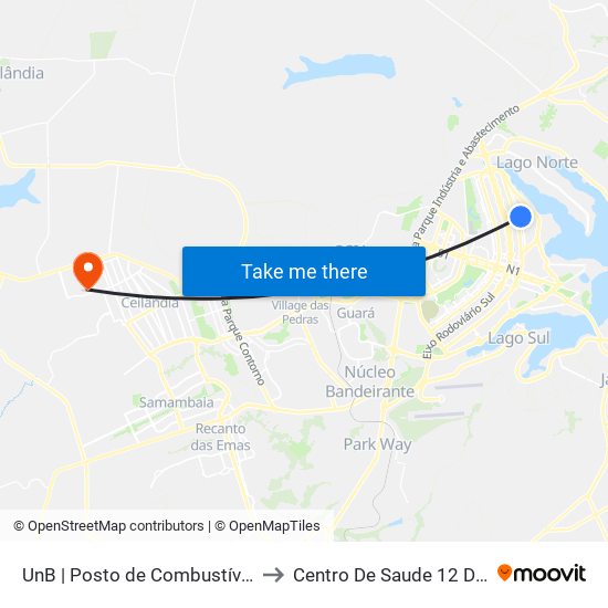 UnB | Posto de Combustíveis / Subway to Centro De Saude 12 De Ceilândia map