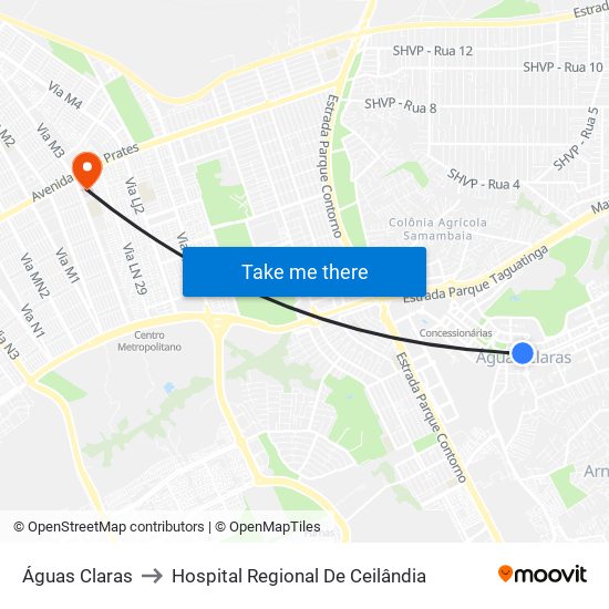 Águas Claras to Hospital Regional De Ceilândia map