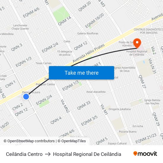 Ceilândia Centro to Hospital Regional De Ceilândia map