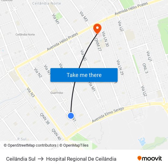 Ceilândia Sul to Hospital Regional De Ceilândia map