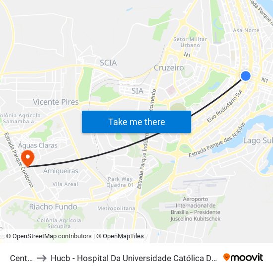 Central to Hucb - Hospital Da Universidade Católica De Brasília map