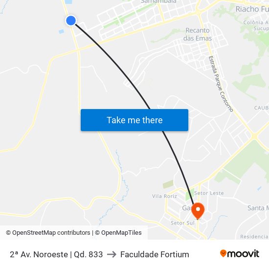 2ª Av. Noroeste | Qd. 833 to Faculdade Fortium map