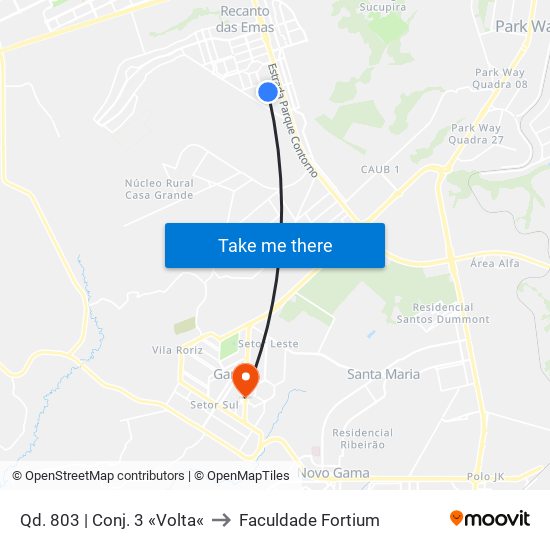 Qd. 803 | Conj. 3 «Volta« to Faculdade Fortium map