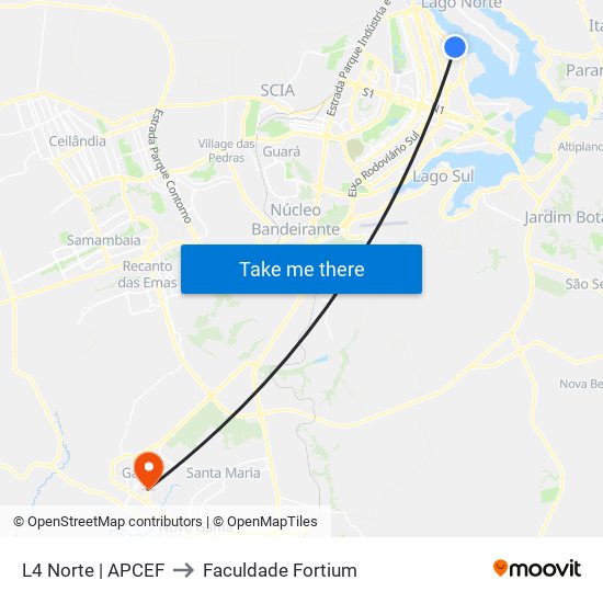 L4 Norte | APCEF to Faculdade Fortium map