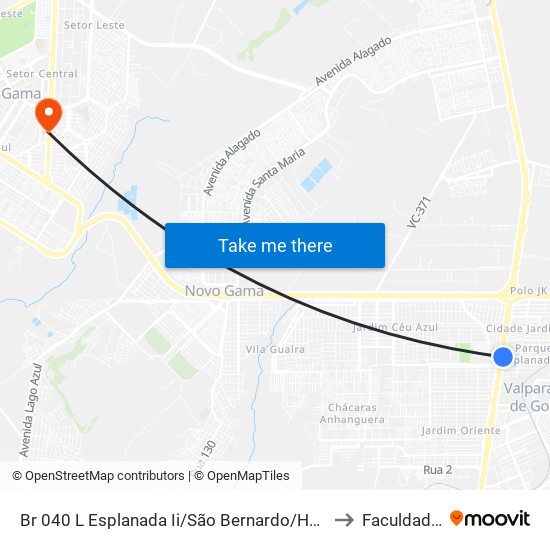 Br 040 L Esplanada Ii/São Bernardo/Hospital Nossa Senhora Aparecida to Faculdade Fortium map