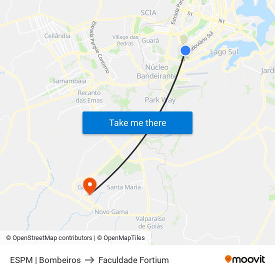 ESPM | Bombeiros to Faculdade Fortium map