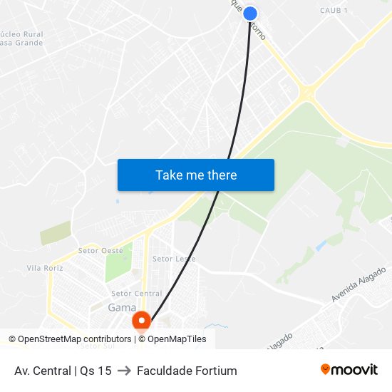 Av. Central | Qs 15 to Faculdade Fortium map