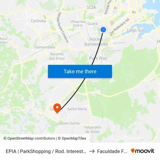 EPIA | ParkShopping / Rod. Interestadual / Assaí to Faculdade Fortium map
