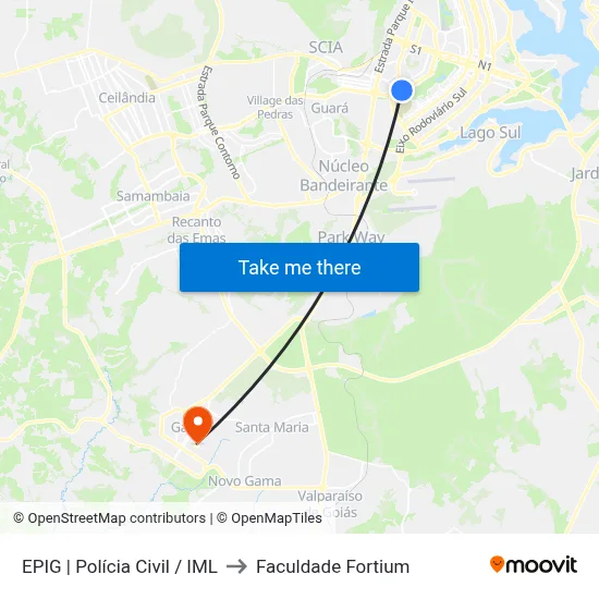 EPIG | Polícia Civil / IML to Faculdade Fortium map