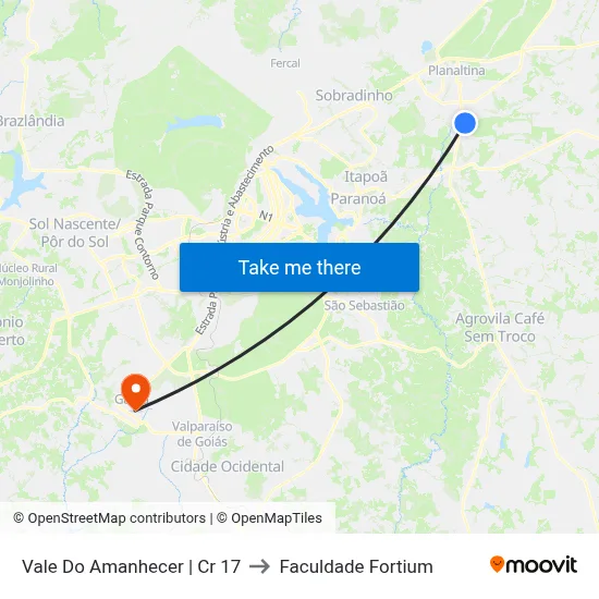 Vale Do Amanhecer | Cr 17 to Faculdade Fortium map