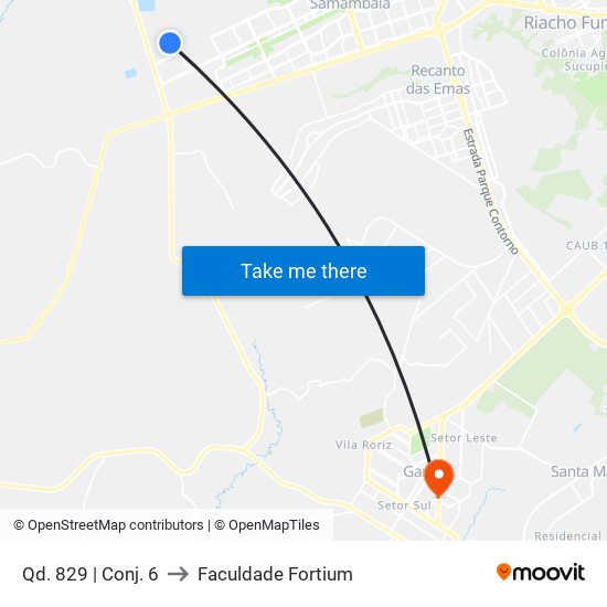 Qd. 829 | Conj. 6 to Faculdade Fortium map