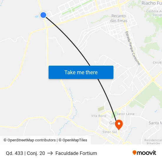 Qd. 433 | Conj. 20 to Faculdade Fortium map