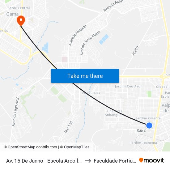 Av. 15 De Junho - Escola Arco Íris to Faculdade Fortium map