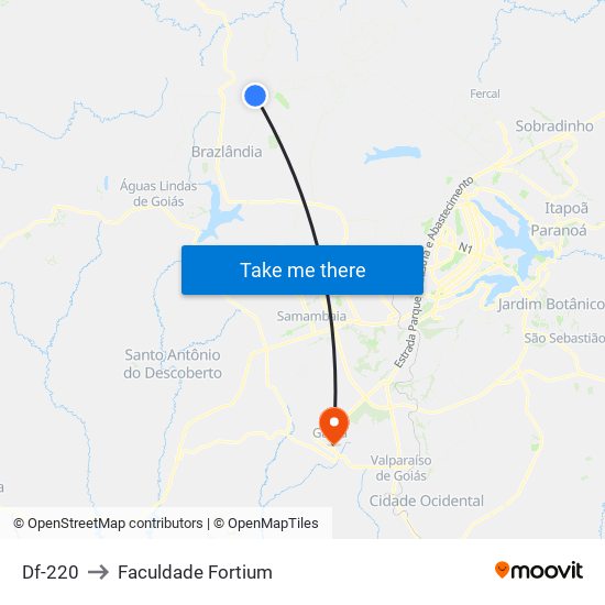 Df-220 to Faculdade Fortium map