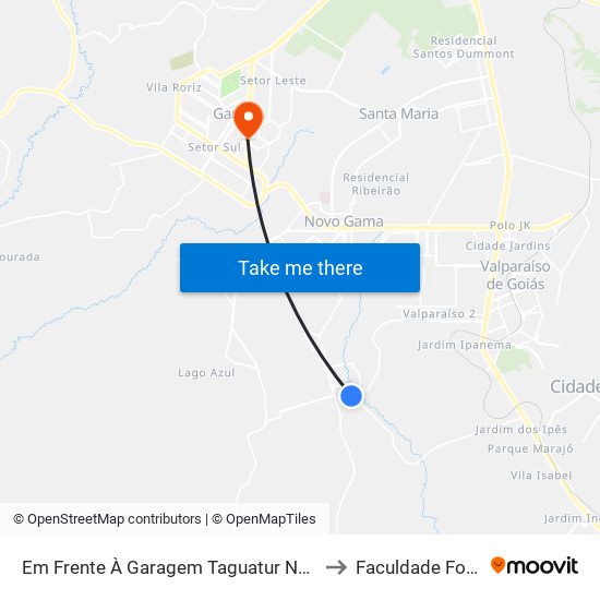 Em Frente À Garagem Taguatur Novo Gama to Faculdade Fortium map