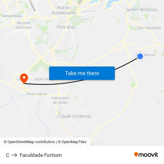 C to Faculdade Fortium map