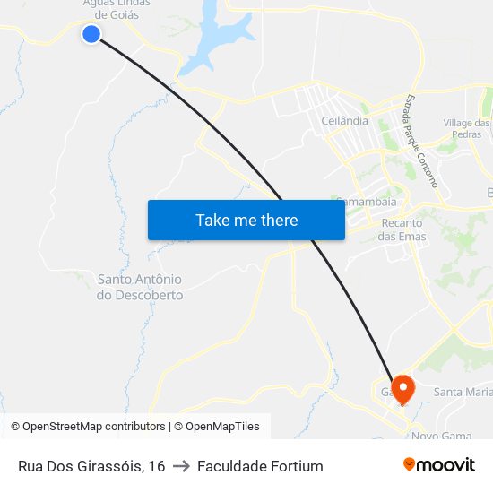Rua Dos Girassóis, 16 to Faculdade Fortium map