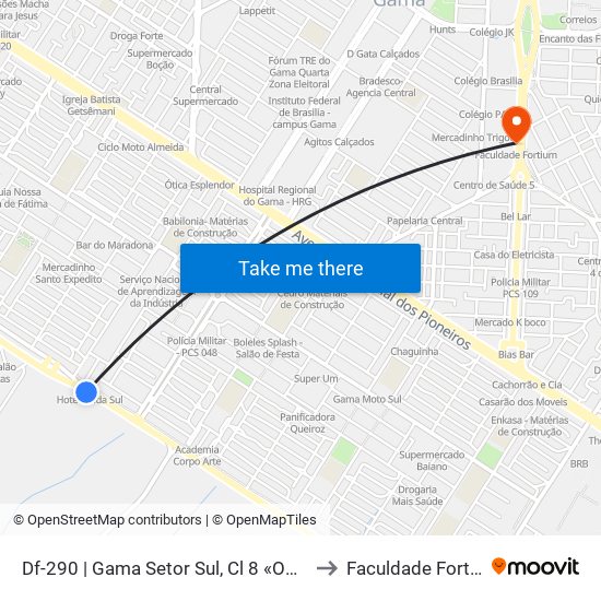 Df-290 | Gama Setor Sul, Cl 8 «Oposto» to Faculdade Fortium map