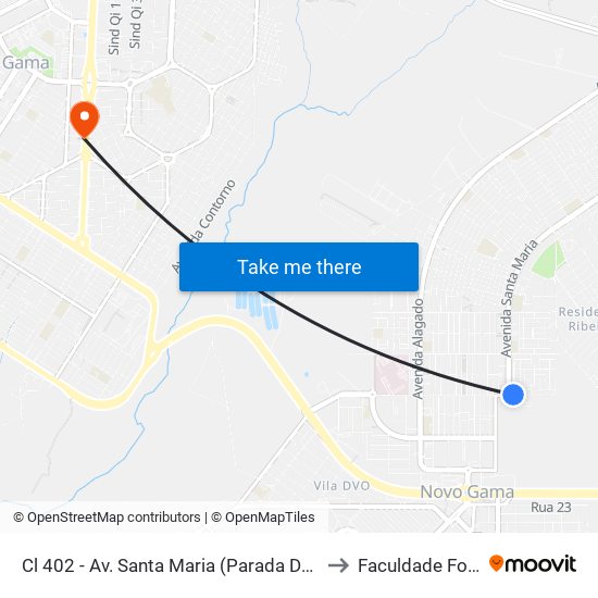 Cl 402 - Av. Santa Maria (Parada Do Terminal) to Faculdade Fortium map