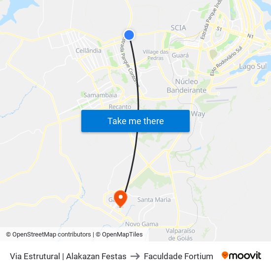 Via Estrutural | Alakazan Festas to Faculdade Fortium map