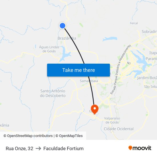 Rua Onze, 32 to Faculdade Fortium map