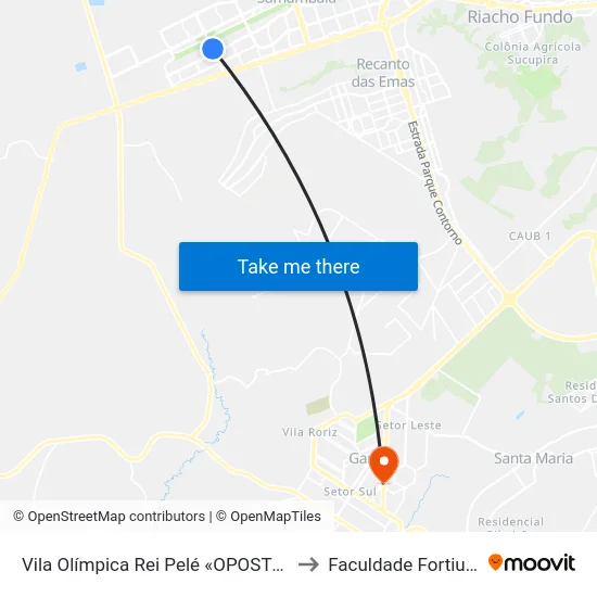 Vila Olímpica Rei Pelé «OPOSTO» to Faculdade Fortium map