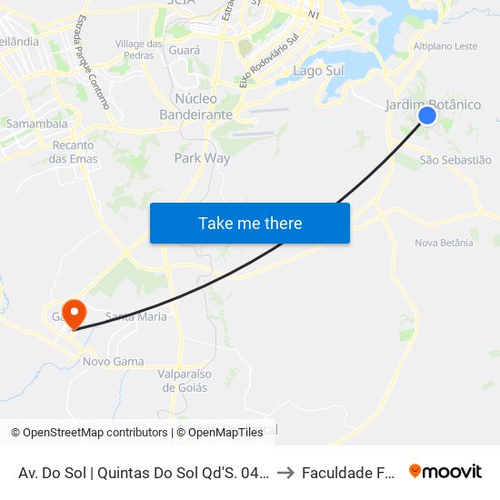 Av. Do Sol | Quintas Do Sol Qd'S. 04, 07, 09 E 10 to Faculdade Fortium map