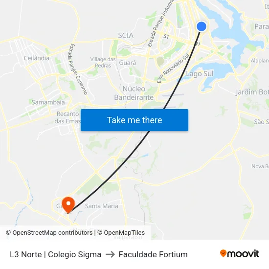 L3 Norte | Colegio Sigma to Faculdade Fortium map