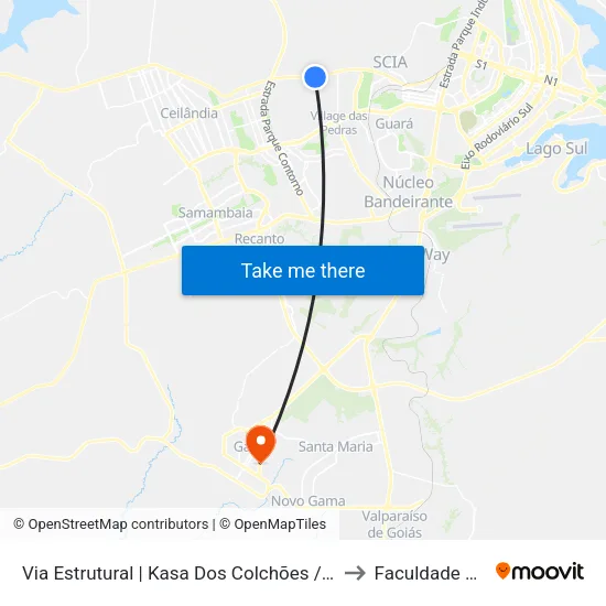Via Estrutural | Kasa Dos Colchões / Adrenalina Bike to Faculdade Fortium map