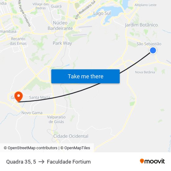 Quadra 35, 5 to Faculdade Fortium map