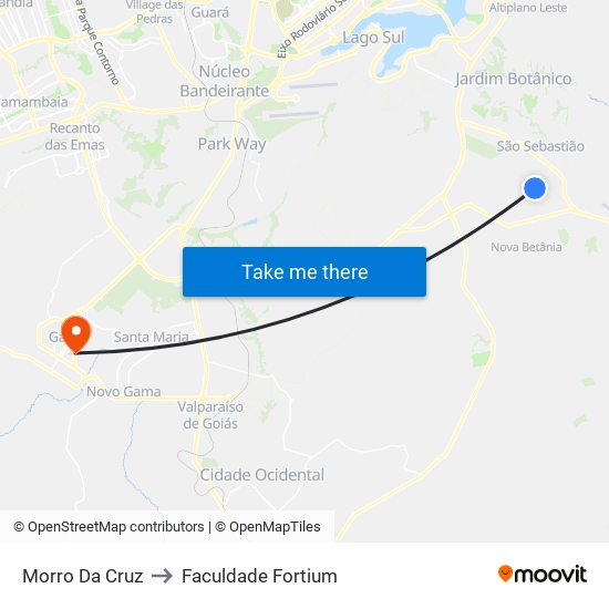 Morro Da Cruz to Faculdade Fortium map