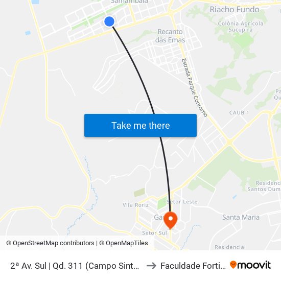 2ª Av. Sul | Qd. 311 (Campo Sintético) to Faculdade Fortium map
