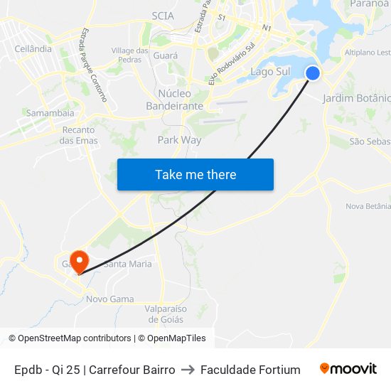 Epdb - Qi 25 | Carrefour Bairro to Faculdade Fortium map