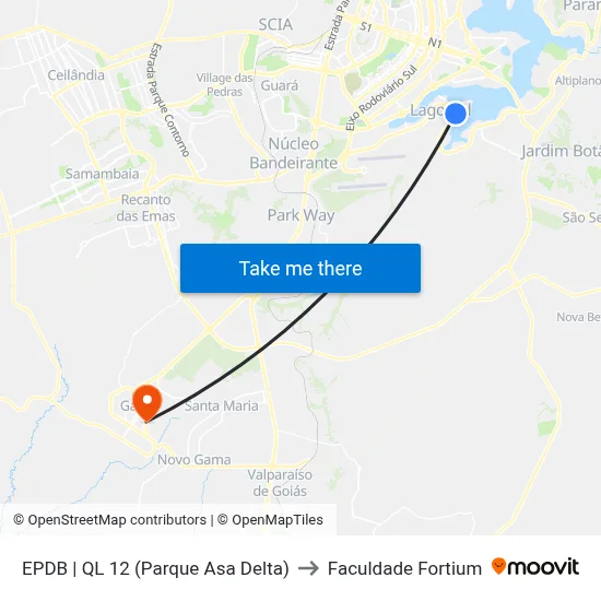 EPDB | QL 12 (Parque Asa Delta) to Faculdade Fortium map