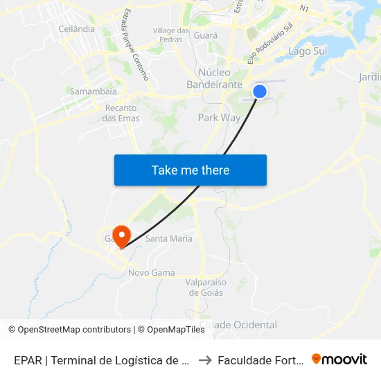 EPAR | Terminal de Logística de Carga to Faculdade Fortium map