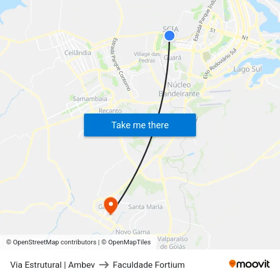 Via Estrutural | Ambev to Faculdade Fortium map