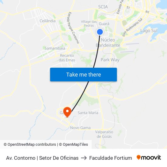 Av. Contorno | Setor De Oficinas to Faculdade Fortium map