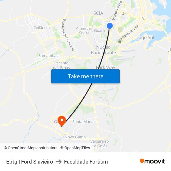 Eptg | Ford Slavieiro to Faculdade Fortium map