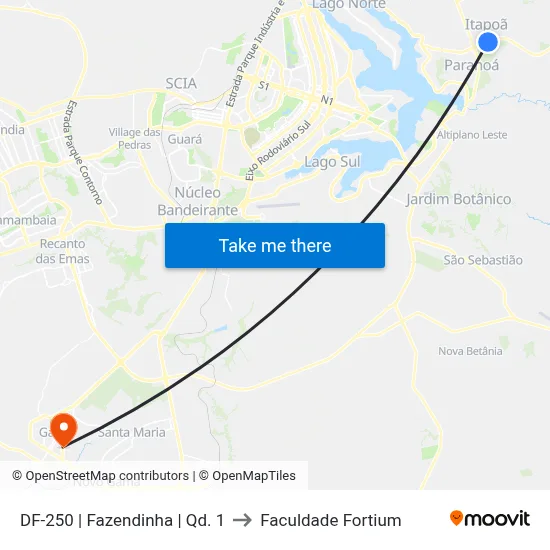 DF-250 | Fazendinha | Qd. 1 to Faculdade Fortium map