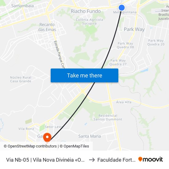 Via Nb-05 | Vila Nova Divinéia «Oposto» to Faculdade Fortium map