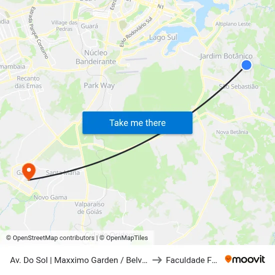 Av. Do Sol | Maxximo Garden / Belvedere Green to Faculdade Fortium map
