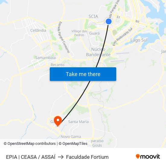 EPIA | CEASA / ASSAÍ to Faculdade Fortium map